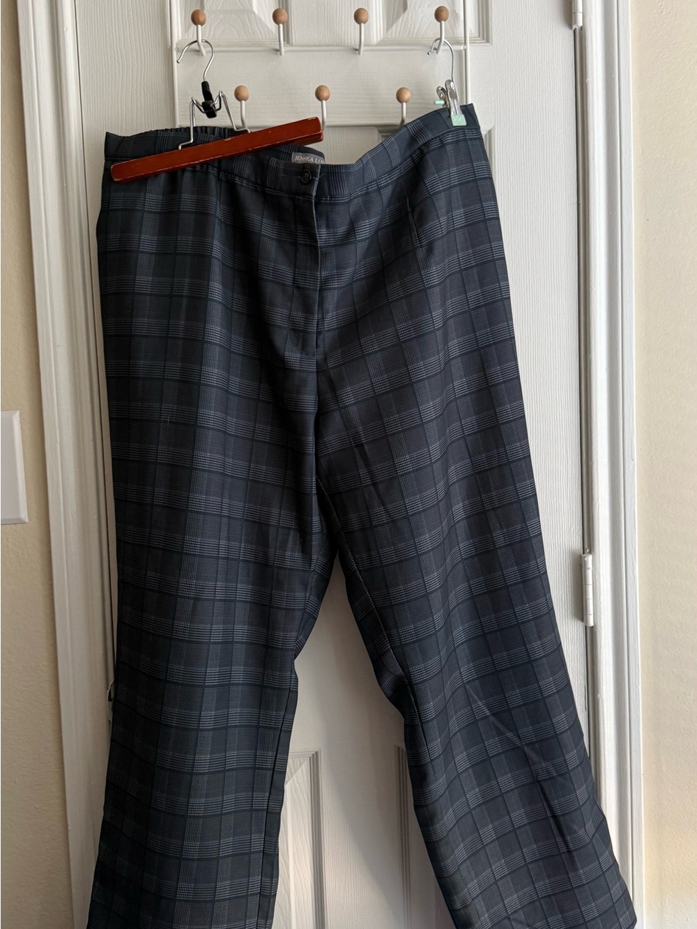 Jessica London Blue Checkered Pants - Subtle Pattern
